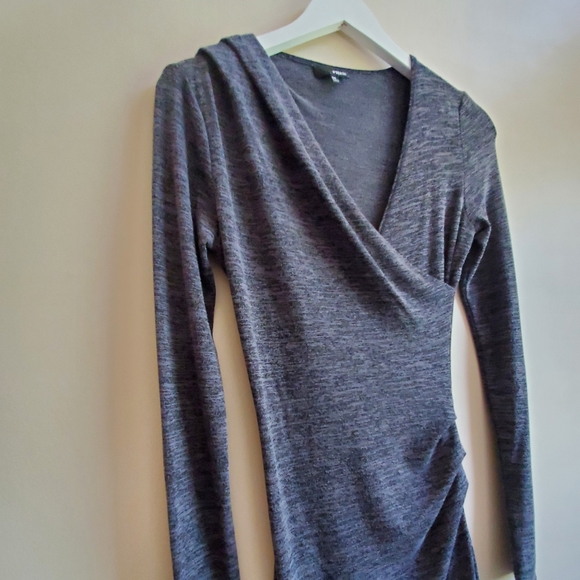 Wilfred Free bodycone dress l Aritzia l Klum in heather grey faux overlap, XS - Picture 3 of 5
